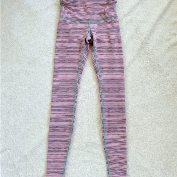 Lululemon Wunder Under Pink Cyber Stripe Leggings size 2 - Picture 6 of 11